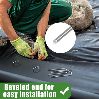 Landscape Staples 6 Inch Garden Stakes Galvanized Garden Staples Pins Anti-Rust Ground Stakes for Weed Barrier, Irrigation Tubing Hose, Yard Lawn SOD, Landscape Fabric, Decoration (150 Pack)