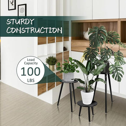 Uneedem Indoor Plant Stand, Modern Plant Table 8.9" Tall Wood Mid Century Flower Holder Small Round Side End Table