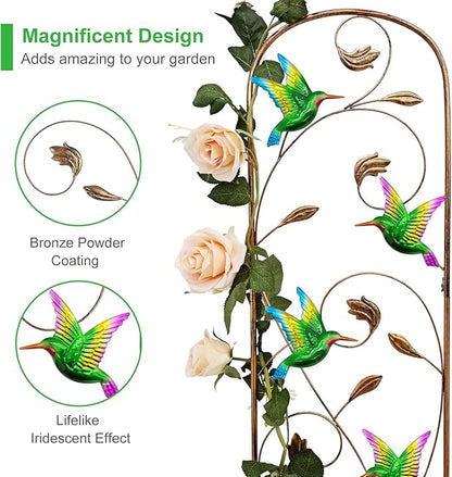 Set of 2 Hummingbird Metal Garden Trellis for Climbing Plants, Decorative Vegetables Flowers Vine Trellis for Outdoor Patio 60'' H x 11'' W