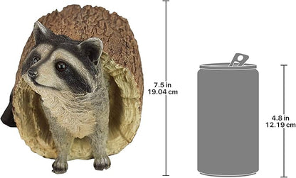 Design Toscano Bandit the Raccoon Indoor/Outdoor Garden Animal Statue, 10 Inch Long, Cast Stone Resin, Full Color Finish