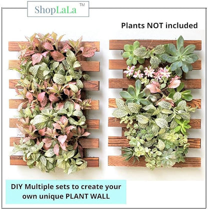 ShopLaLa Wall Planter - 2 Pack Wooden Orchid Planter Frame Display Outdoor Plants, Wall Mount Air Plants Succulent Holder Hanger, Vertical Garden Plant Wall Decor Macetas para Orquideas 15.7" (40cm)