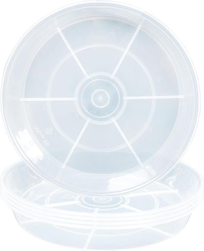 6 Pack Plant Saucer Drip Tray, 4 5 6 8 9 10 12 14 16 18 inch, Heavy Sturdy Plastic Planter Flower Pot Saucers for Indoor Outdoor Garden, Plant Water Drip Trays for pots Base (4", Clear)