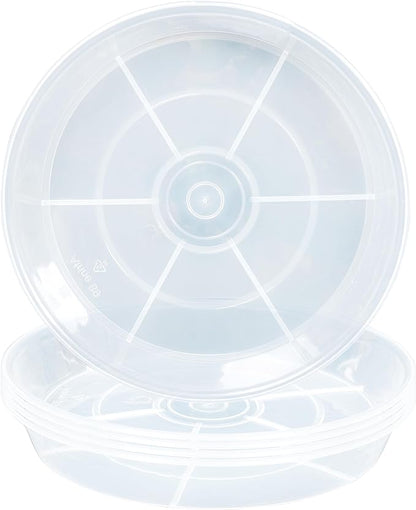 6 Pack Plant Saucer Drip Tray 7 8 inch, Plant Drainage Trays, Heavy Sturdy Plastic Planter Flower Pot Saucers for Indoor Outdoor Garden, Plant Water Drip Trays for pots (8", Clear)