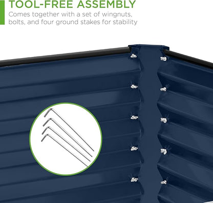 Best Choice Products 8x4x2ft Outdoor Metal Raised Garden Bed, Deep Root Planter Box for Vegetables, Flowers, Herbs, and Succulents w/ 478 Gallon Capacity - Navy