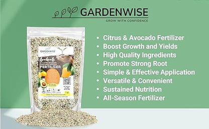 6-4-6 Avocado & Citrus Tree Fertilizer for Indoor Plants & Outdoor Plants | Quick-Release Nitrogen Fertilizer : Orange, Lime, Avocado & Lemon Tree Fertilizer - Citrus Fertilizer (3 Quarts)