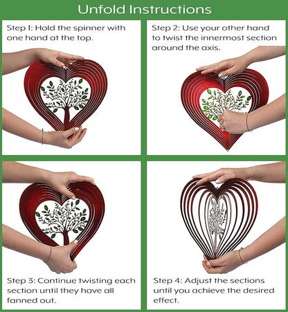 Heart Wind Spinners for Yard and Garden, Metal Ornaments for Garden Décor, Outdoor Wind Spinner, Heart Décor Gifts, Outdoor Garden Decoration, 12 inch Heart Wall Décor by ISEO