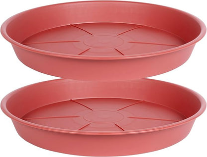 2 Pack of Plant Saucer Tray 14 inch, Heavy Duty Plastic Pot Plant Drip Trays Saucers for for Indoors Outdoor, Plant Water Tray for Planters 13-14" (14", Clay)