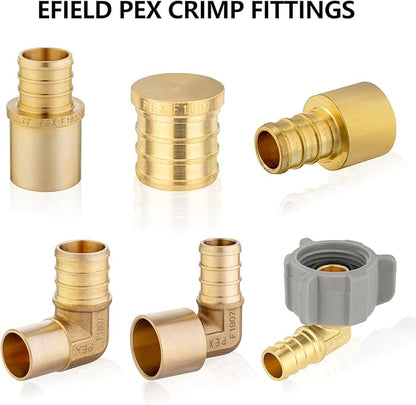 (Pack of 10) EFIELD Pex 1/2-inch Plug End Cap Pipe Barb Crimp Brass Fitting 1/2"