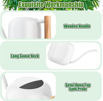 Green Moon Water Can Indoor Plant White 1.2L/41oz with Long Spout Small Water Can Metal Watering Can Pot for Indoor House Plant Bonsai Outdoor Garden Flowers Decorative