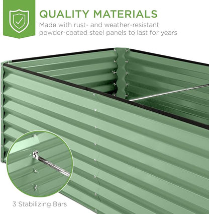 Best Choice Products 8x4x2ft Outdoor Metal Raised Garden Bed, Deep Root Planter Box for Vegetables, Flowers, Herbs, and Succulents w/ 478 Gallon Capacity - Sage Green