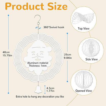 Sublimation Wind Spinner Blanks, 6 Pack 10 Inch 3D Aluminum Metal Hanging Wind Spinner Bulk for Garden Yard Outdoor, Window Porch Decoration for Heat Press Transfer DIY