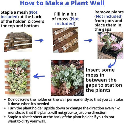 ShopLaLa Wall Planter - 2 Pack Wooden Orchid Planter Frame Display Outdoor Plants, Wall Mount Air Plants Succulent Holder Hanger, Vertical Garden Plant Wall Decor Macetas para Orquideas 15.7" (40cm)