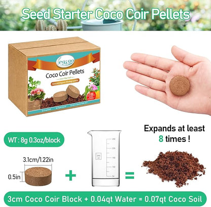 Legigo 100 Pcs 30mm Coco Coir Pellets Seed Starting Soil Mix- Compressed Coconut Coir Pellets Potting Soil Pods for Seedling, Coco Peat Soil Discs for Indoor & Outdoor Plants, Herb Vegetables Flowers