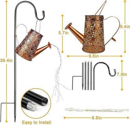 Forlivese 2PCS Solar Watering Can with Lights, Solar Lights Outdoor Decorations with Hanging Solar Garden Lights with Bracket Waterproof Watering Can Landscape Light for Patio Gardening Pathway 36LED