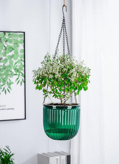 6.5 Inch 2 Pcs Self Watering Hanging Planter Indoor Plant Pots Drainage Holes, Outdoor Hanging Planters Flower Pot Basket, Visible Water Level, Plant Hanger Home Decor, Gardening