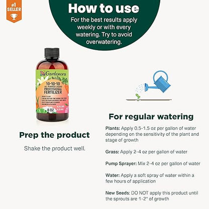 𝐏𝐑𝐎𝐅𝐄𝐒𝐒𝐈𝐎𝐍𝐀𝐋 𝐀𝐥𝐥-𝐏𝐮𝐫𝐩𝐨𝐬𝐞 Liquid Fertilizer 10-10-10 for Lawns, Grass, Plants, Vegetables, Fruits & Flowers |10-10-10 Liquid Fertilizer for Indoor and Outdoor Plants (32 OZ)