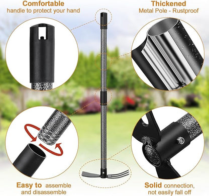 Weeding Tool, Hoe Cultivator 2 in 1 Garden Tools - 31" Heavy Duty Weeder Hand Tiller Weeding Rake for Flower Beds Yard Lawn Gardening Digging Planting