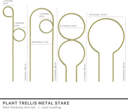 Small Metal Trellis for Indoor Plants Metal Plant Stake for Climbing House Plants Plant Support for Potted Plants Orchids, Monstera, Pothos, Ivy, Hoya, Philodendron Set of 4 (Brushed Gold)