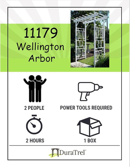 Dura-Trel Outdoor Garden Arch, Wellington Arbor Trellis for Climbing Plants, 72" x 85"