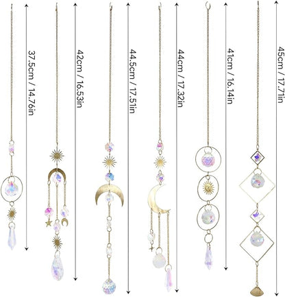 BBdis 6Pieces Crystals Suncatcher, Hanging Sun Catchers with Chain Pendant Ornament Colorful Crystal Suncatchers Prisms for Window Home Wedding Party Christmas Garden Decor
