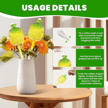 HYH Plant Watering Globes 2 Pack Self Watering Planter Spikes Insert for Indoor & Outdoor Pineapple Large Capacity Watering Device Plant Watering Bulbs Made from Hand-Blown Glass Plant Lover Gifts