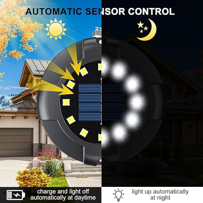 Solar Pathway Lights Outdoor 12 Packs, Bright White 16 LEDs Solar Ground Lights Walkway Lights with Side Light, Waterproof Solar Deck Light for Yard Walkway Garden Poolside Driveway Decorations