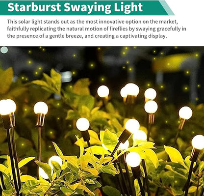 Solar Garden Lights, 4 Pack 32 LED Outdoor Firefly Lights, Waterproof Solar Pathway Lights, Swaying Decorative Solar Lights for Yard, Patio, Pathway, and Garden, Warm White Glow