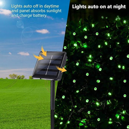 Toodour Solar Christmas Lights, 72ft 200 LED 8 Modes Green Christmas String Lights, Waterproof Solar Lights String for Garden, Patio, Fence, Holiday, Party, Balcony, Outdoor Christmas Decorations