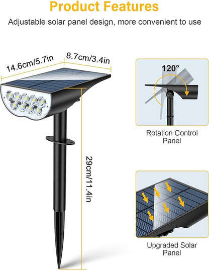 BAXIA TECHNOLOGY Solar Spot Lights Outdoor Waterproof, 3 Lighting Modes Solar Pathway Lights, Dusk to Dawn Spotlight for Yard Garden Landscape Driveway, Warm White, 6 Pack