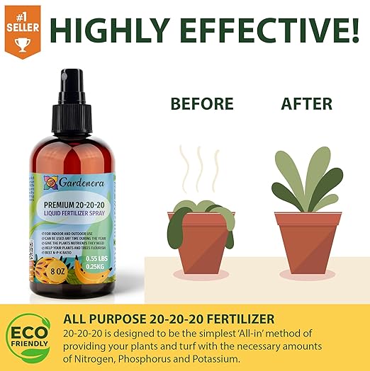𝐏𝐑𝐎𝐅𝐄𝐒𝐒𝐈𝐎𝐍𝐀𝐋 All-Purpose 20-20-20 Liquid Fertilizer Concentrate for Lawns, Grass, Plants, Vegetables, Fruits & Flowers | 20-20-20 Liquid Fertilizer for Indoor and Outdoor Plants (32 OZ)