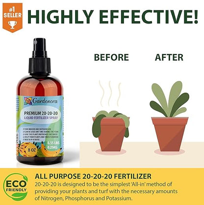 𝐏𝐑𝐎𝐅𝐄𝐒𝐒𝐈𝐎𝐍𝐀𝐋 All-Purpose 20-20-20 Liquid Fertilizer Concentrate for Lawns, Grass, Plants, Vegetables, Fruits & Flowers | 20-20-20 Liquid Fertilizer for Indoor and Outdoor Plants (32 OZ)