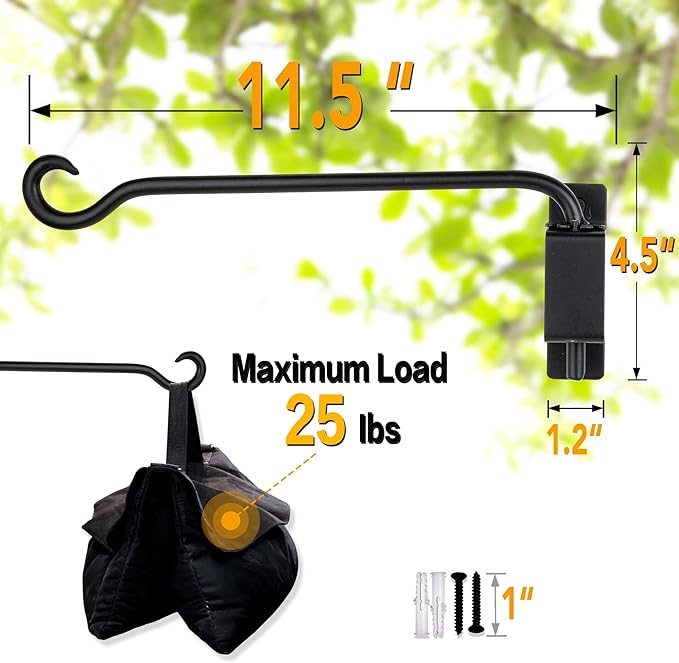 Qiang Ni Swivel Plant Hanger Bracket: Bird Feeder Hanger for Outdoor Wall Mount (12 - B-2pcs, 12 Inch)