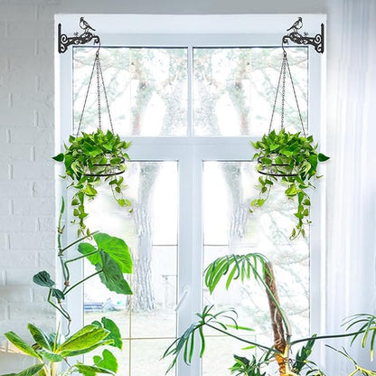 4-Pack Metal Hanging Planters for Outdoor Plants - Heavy Duty Hanging Baskets for Plants Outdoor with Chains and Long Hooks – Aesthetic Hanging Plant Holder for an Instant Indoor and Outdoor Decor