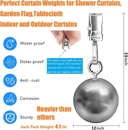 20 Pack Heavy Duty Curtain Weights, Heavy Weights for Outdoor Curtains of Pergola Patio Gazebo Cabana, Stainless Steel Weight Clip Down Curtain, Garden Flag, Shower Curtain, Tablecloth