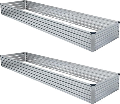 MGNO 2pcs 10x3x1FT Galvanized Raised Garden Bed-Outdoor Planter Box for Vegetables-Metal Garden Bed,Rectangle Planting Box for Herb,Flower