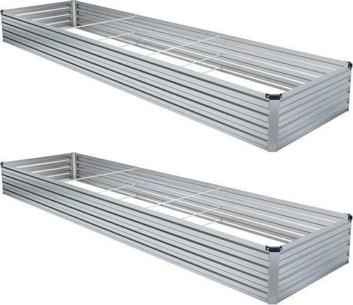 MGNO 2pcs 10x3x1FT Galvanized Raised Garden Bed-Outdoor Planter Box for Vegetables-Metal Garden Bed,Rectangle Planting Box for Herb,Flower