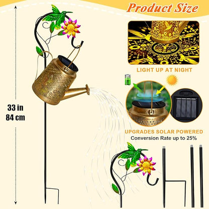 Hummingbird Solar Watering Can Lights, Outdoor Waterproof Garden Lanterns with Shepherd Hook, Solar Garden Decor for Yard Outdoor Landscape Pathway Porch Patio, Gift for Women Mom Grandma
