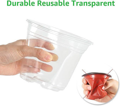 Bonviee 36 Packs 3.5/4/5 Inch Clear Nursery Pots with Humidity Domes, Variety Sizes Seed Starting Pots with Drainage Holes, Transparent Garden Containers for Succulents, Flowers and Cactus-Clear