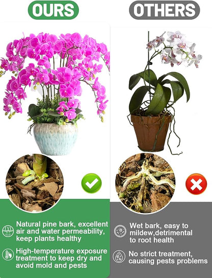 10 Quarts Orchid Potting Bark, Sun-Dried New Zealand Medium Organic Pine Wood Chip Barks for Orchids Mix Plant Compost, Natural Houseplant Mulch for Plant Development