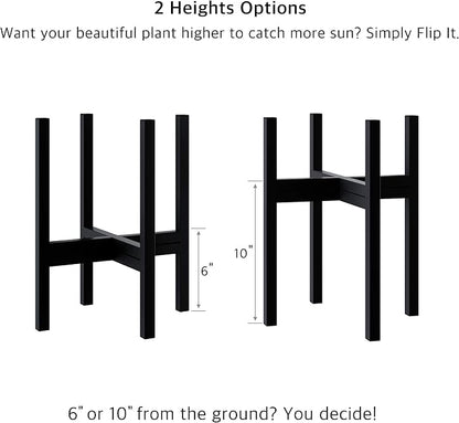 FaithLand Mid Century Plant Stand Indoor Outdoor (EXCLUDING 10" Plant Pot), Metal Planter Stand, Potted Plant Holder, Black, Hold Up to 10 Inch Planter - Fits Snake Plant - Upgraded Design.