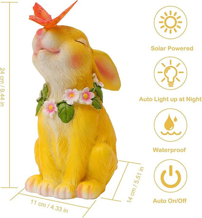 Attivolife Solar Rabbit Garden Light, Outdoor Bunny Statues Patio Ornament Decor for Lawn Balcony Yard, Perfect Housewarming Gifts for Mum Grandmom on Birthday Mother's Day