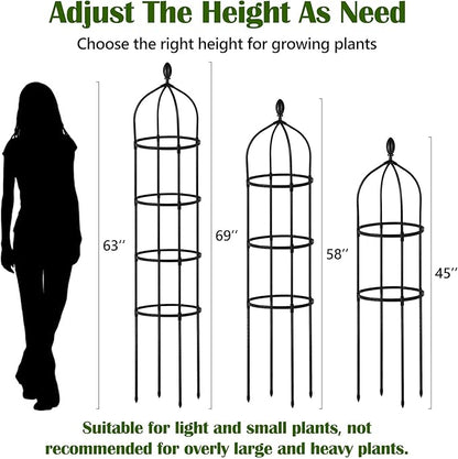Garden Obelisk Trellis for Climbing Plants Outdoor 6 Ft Rose Bush Round Trellis with Grow Bag for Pots Rustproof Metal Plant Flower Trellises for Clematis Vine Jasmine Support Outdoor Indoor
