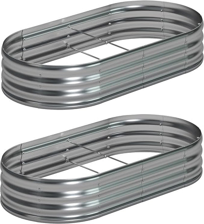 6x3x1ft(2 Pack) Oval Galvanized Raised Garden Bed,Outdoor Planter Box Metal Patio Kit Planting Bed for Vegetables Flowers and Succulents