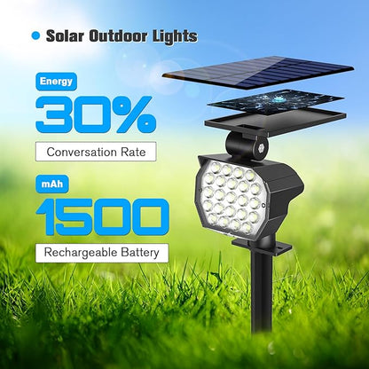 NIORSUN Solar Spot Lights Outdoor,23 LEDs Landscape Lighting with Auto On/Off and 3 Lighting Modes, IP67 Waterproof Spotlights,Outdoor Solar Lights for Yard Garden,4 Pack(Cool White)