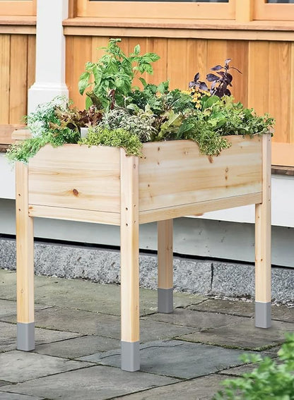 MIXC Wooden Raised Garden Bed with Legs, 32”L X 16”W, Elevated Reinforced Large Planter Box for Vegetable Flower Herb Outdoors - Beam and Column Structure - Unmatched Strength Outlast
