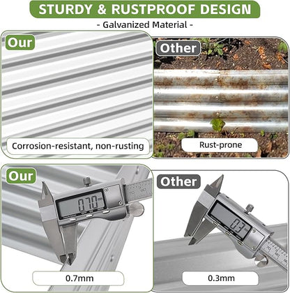 4x2x2ft (2 Pack) Raised Garden Bed - Galvanized Deep Root Planter Boxes Outdoor with Wing Nuts and Safety Edges for Gardening Vegetables, Flowers, Herbs, Succulents - Silver