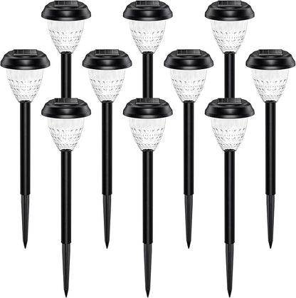Super Bright Solar Lights, Waterproof 10 Pack, Dusk to Dawn Up to 12 Hrs Solar Powered Outdoor Pathway Garden Lights Auto On/Off, LED Landscape Lighting Decorative for Walkway Patio Yard