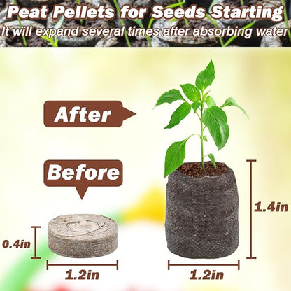 ZeeDix 50Pcs 30mm Peat Pellets for Seedlings, Seed Starter Pods Seed Starting Plugs Soil, Compressed Nutrient Block Potting Soil Discs Pellet for Planting Herbs Flowers Vegetables
