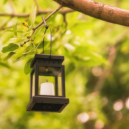 GIGALUMI Solar Lanterns Outdoor Waterproof, 4 Pack Hanging Solar Lanterns for Outside, Candle Effect Outdoor Lights for Pathway, Garden, Patio, Lawn, Porch, Gazebo, Tent, Tree, Yard(Constant Lights)