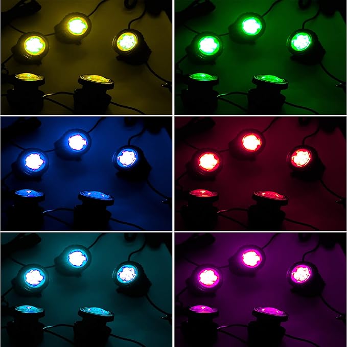 T-SUN Solar Pond Lights, 3 in 1 RGB Color Changing Underwater Pond Lights, Outdoor Waterproof LED Landscape Spotlights for Fish Tank Garden Yard Pool Pond Fountain Waterfall Decoration(3 Head Lamp)